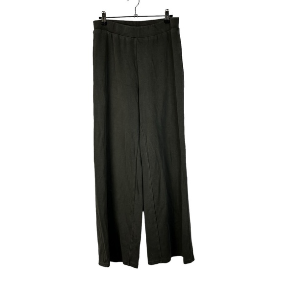 Ghanda Dark Charcoal Gray Ribbed Flare Lounge Pants M - Picture 1 of 5